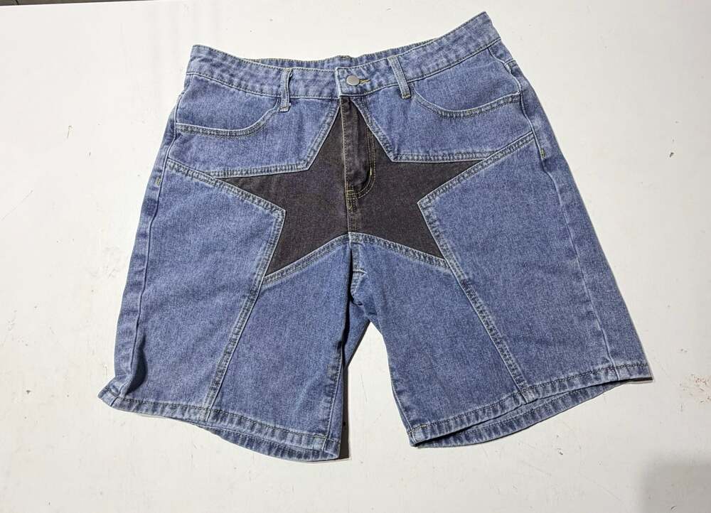 ROMWE Grunge Punk Star Patchwork Denim Shorts